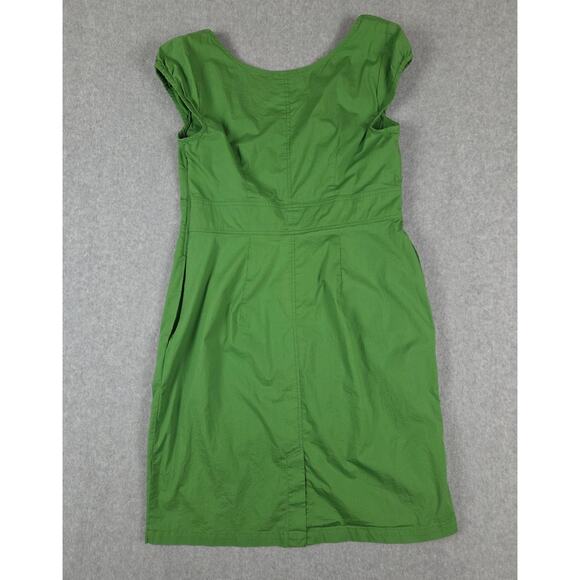 eShakti Dress Size 1X 16W Green Scallop Neck Cap Sleeves Side Zipper Pockets - Picture 8 of 16